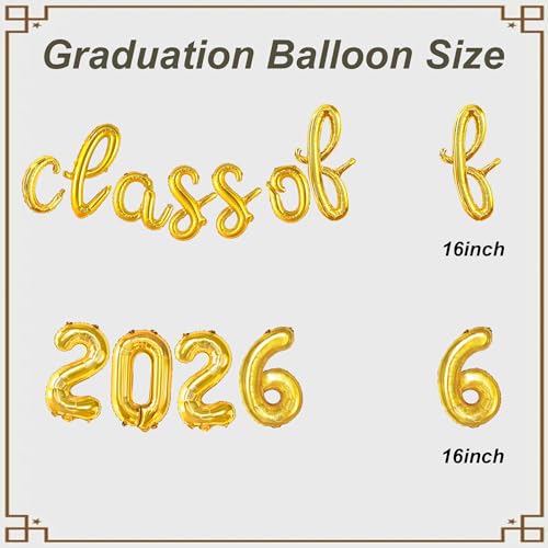 Gold Class of 2026 Balloons Banner Graduation Decorations 2026 Graduation Foil Balloons for 2026 Graduation Party Decorations Class of 2026 Sign by Kaefsros - Used condition - Image 2