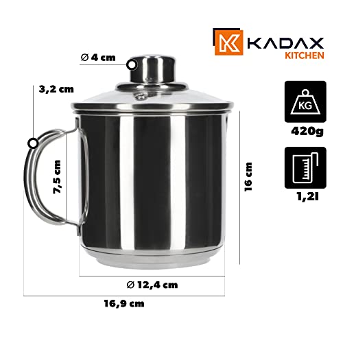 KADAX Tall Pot with Glass Lid, 1.2 L, Milk Pot, Stainless Steel Pot with Handle, Cooking Pot, Lid with Steam Hole, Sauce Pot, Mini Cooking Pot (silver) - Image 2