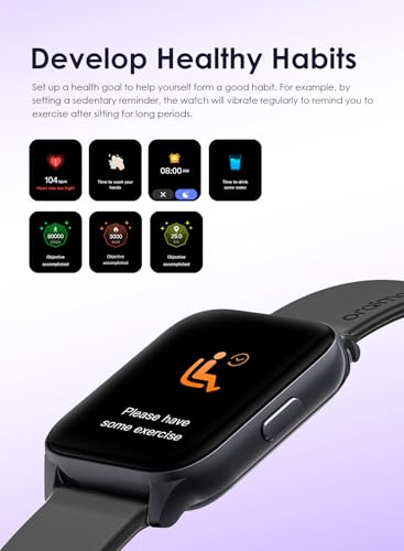 ساعة ذكية ووتش 4 بلس من اورايمو بخاصية الاتصال بالبلوتوث وشاشة HD مقاس 2 بوصة مع أكثر من 100 وضع رياضي، مقاومة للماء بتصنيف IP68
