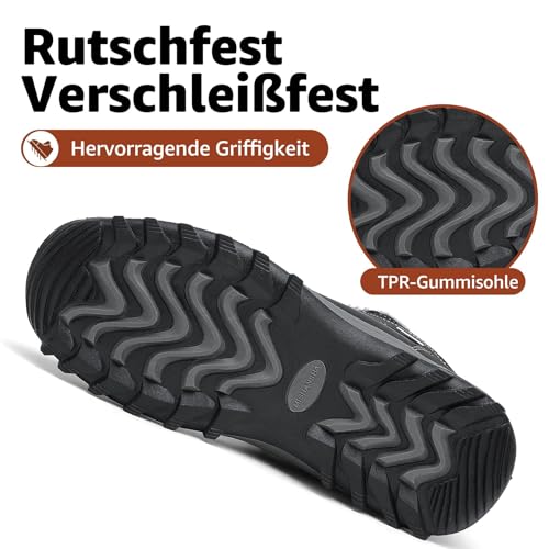 Mishansha Winterstiefel Herren Gefüttert Winterschuhe Männer Wasserdicht Warme Wanderschuhe Winter Trekkingschuhe Outdoorschuhe Winter rutschfest Schneestiefel Schwarz 43 EU
