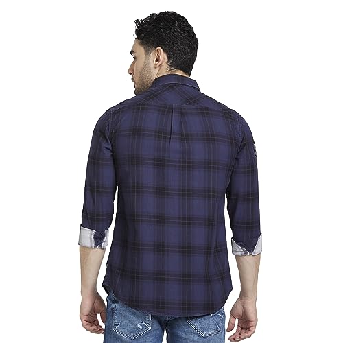 Image of Spykar Men's Regular Fit N /A Full Sleeve Checked Casual Shirts