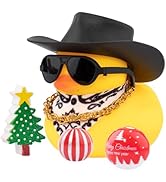 wonuu Car Dashboard Christmas Decorations Rubber Ducks, Christmas Eve Rubber Ducky for Car Orname...
