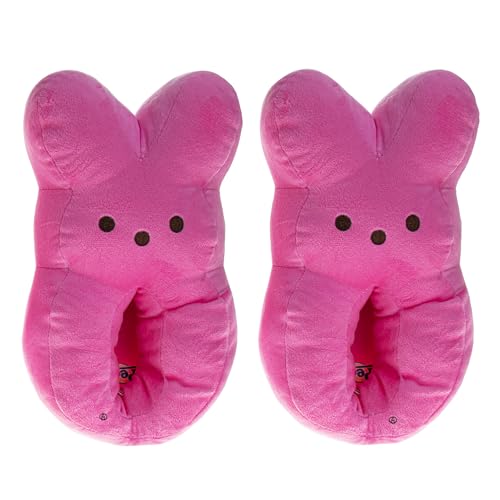 Josmo Peeps Slippers For Women House Shoes Easter Bunny Cozy Fuzzy Warm Soft Indoor Animal Slippers for Womens Hot Pink Blush Size 7-8 Adult