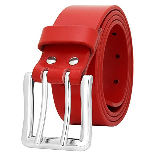 Falari Men's Full Grain Leather Double Prong Belt Double Hole Belt2