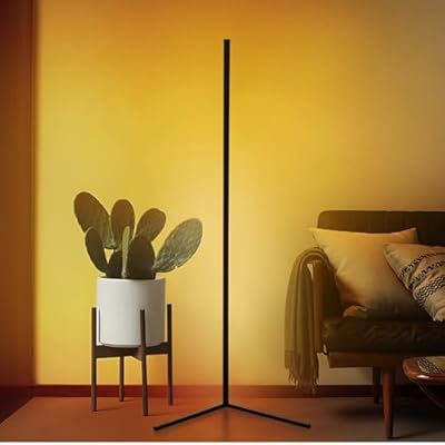 MURTYINL LED Corner Floor Lamp 55” Classic Creative Mood Lighting with Foot Switch Modern Industrial Lighting Ambiance Minimalism Standing Corner Lamps for Living Room Gaming Reading Room Warm Light
