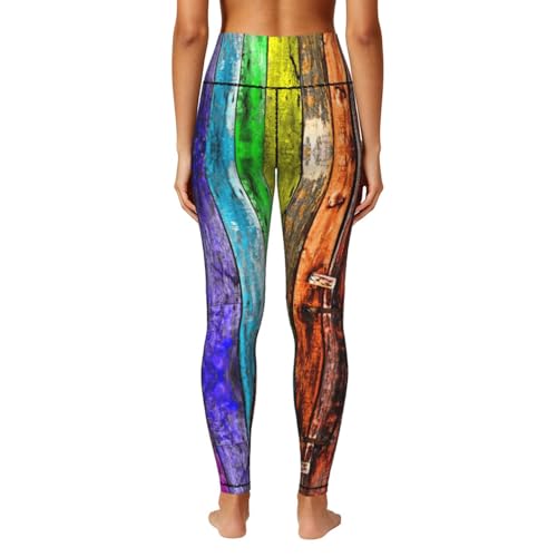 Ropa de gimnasio para mujer con estampado de madera natural 4