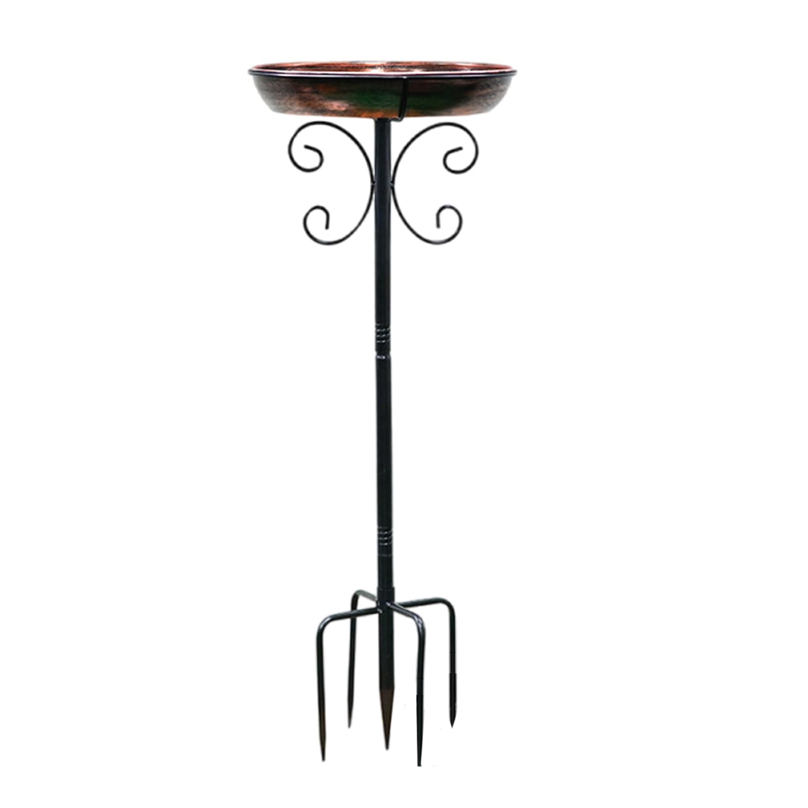 Baignoire à oiseaux vintage en métal sur piquet pour jardin, terrasse, cour avec 4 dents améliorées