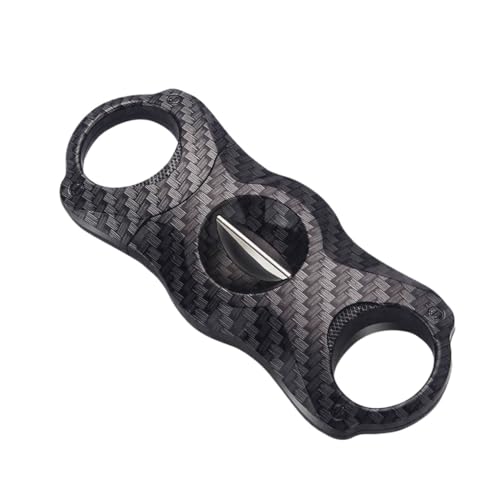 VYSLZ Cigarrskärare V-Cut guillotin, rostfritt stål dubbelt blad, mönstrad metall manuell fickverktygssats (A)