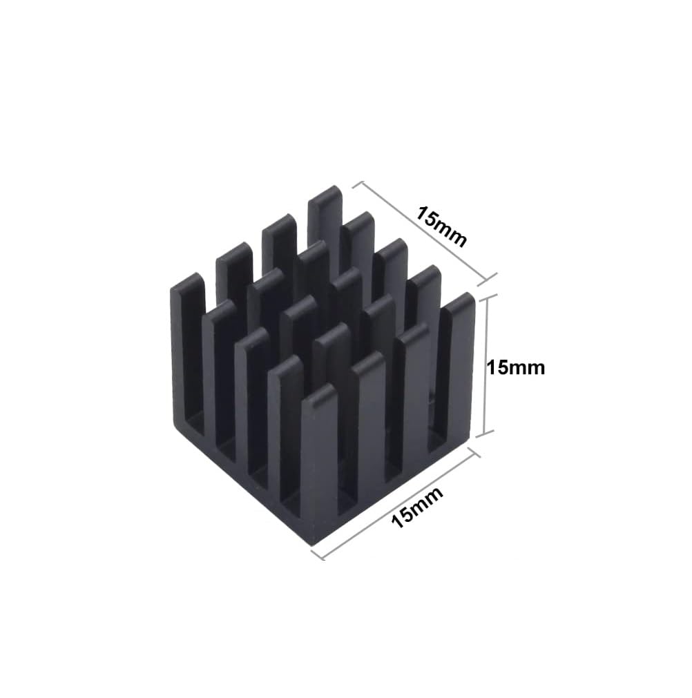Easycargo 10pcs 15mm Heatsink 15x15x15mm + pre Applied 3M 8810 Thermal Conductive Adhesive Tape for Cooling Cooler GPU Chips VRAM VGA RAM (10pcs 15x15x15mm Black)