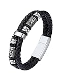 Bestyle Pulseras de Cuero Brújula Celta Pulseras Vikingas Hombre 19cm Pulsera Hombre con Cierre Magnético Acero
