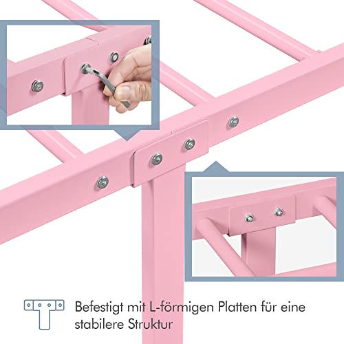 Yaheetech Bettrahmen Metallbett Gästebett Bettgestell aus Metall, Modern Jugendbett mit Lattenrost… – Ansicht 5
