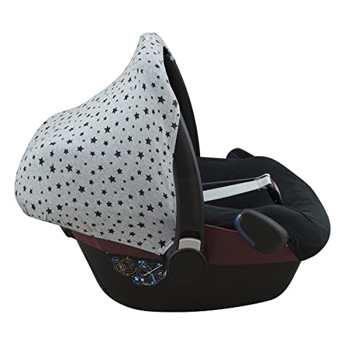 JYOKO KIDS Capot compatible avec Maxi Cosi, Bebe Confort Pebble en coton (Black Star)