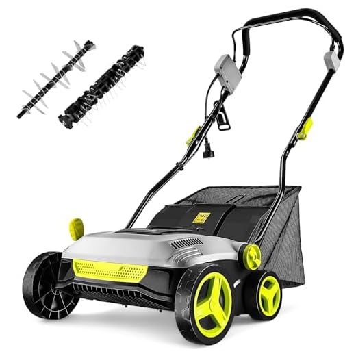 Electric Lawn Dethatcher Scarifier 15 Amp: DEKOPRO 15-inch Lawn Dethatcher and Aerator with 5-Position Depth Adjustment, 40L Collection Bag, 2-in-1 Corded Scarifier for Yard, Spring & Fall Lawn Care