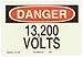 Brady 73404 Premium Fiberglass Electrical Hazard Sign, 7" X 10", Legend "13,200 Volts"