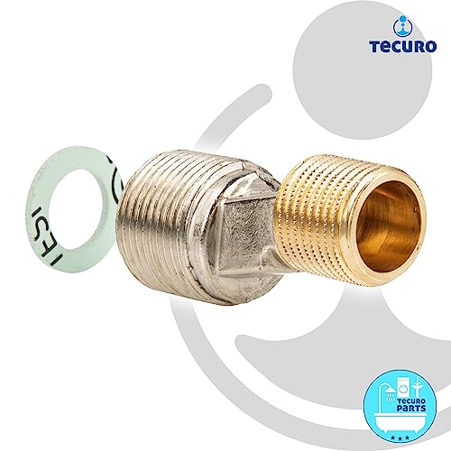 tecuro S-connection (noise reduced) for wall fittings 3/4 x 1/2 inch, nickel-plated brass, Silver, 3/4 x 1/2 zoll - Image 3