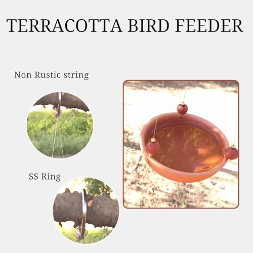Image of Potter's Magic Hanging Bird Feeder and Water Bowl for Outdoor Garden | Dual Purpose Bird Food & Water Dish | Eco-Friendly Hanging Bird Feeding Station for Balcony, Patio & Backyard (Pack of 2)