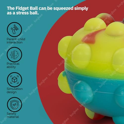 Image of Baybee Pop It Light-Up Fidget Ball Toys for Kids & Adults | Sensory Stress Relief Balls | Silicone Push Pop It Toy for Anxiety & Focus | Durable Squeeze Toy for Kids 3+ Years - Pack of 3
