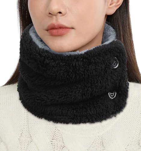 Sumolux ネックウォーマー レディース メンズ ボタン付き 前開き ふわふわ