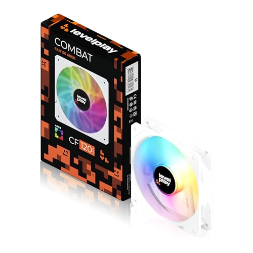 Image of Levelplay Combat Fan CF120 - 120mm ARGB Gen 2 Fan (3-Pin ARGB, 4-Pin PWM) with Ring-Connected Blades (53 CFM, 1.7 mmH2O), Quiet Performance 0-26 dBA, 0-1800 RPM ±10% - White