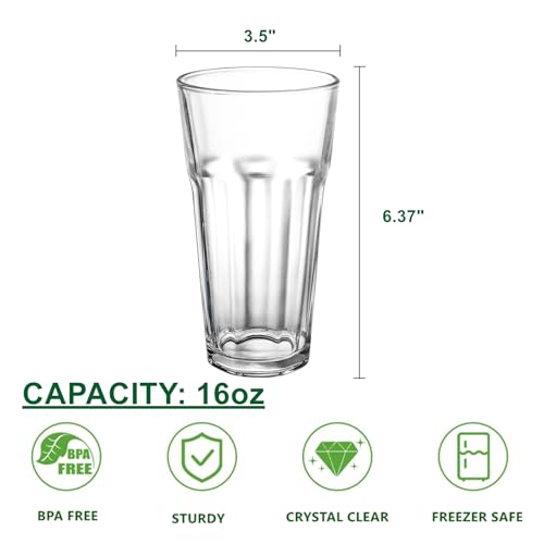Yopay-Set-of-6-Drinking-Glasses-16oz-Thick-Tempered-Water-Glasses-Lead-Free-Highball-Pint-Clear-Iced-Hot-Tea-Glassware-for-Juice-Beer-Cocktails-Milkshake-Coke-Soda-Tumbler
