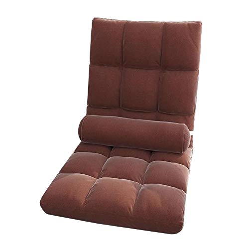 Fauteuil de sol paresseux marron pliable avec coussin de taille réglable
