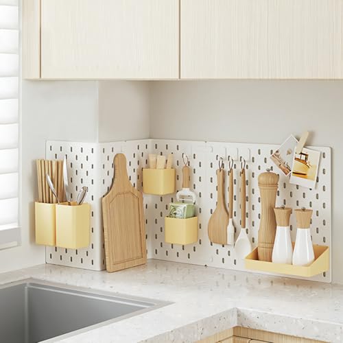 HOTOOLME 42er Werkzeugwand Stecktafel set mit pegboard, Lochwandhaken und Stecktafelkörben, lochplatte für Werkzeug organizer, Ornament-Ausstellung lochwand werkstatt