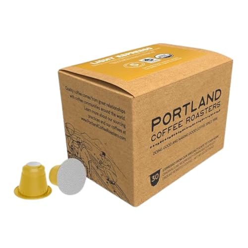 Portland Coffee Roasters, (Light Roast) Espresso Pods, Organic, Fair Trade, 30 count