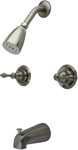 Miniatura 1 de Kingston Brass KB248AL - Grifo de bañera y ducha con mango de palanca decorativa, níquel cepillado, alcance de boquilla de 5 pulgadas