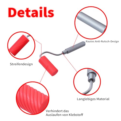 Leimroller Holzleim mit Abstreifwanne – Präzise Klebstoffverteilung, Wiederverwendbares Walzen-Set für Möbelbau & DIY-Projekte (Leimwalze + Tablett)