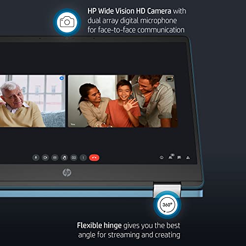Image of HP Chromebook X360 14 inch Touchscreen 2-in-1 Laptop, Intel Celeron N4000 Processor, 4GB LPDDR4 RAM, 96GB Storage (64GB eMMC+32GB Flash Drive), 802.11AC WiFi, Bluetooth 5.0, Type-C, Forest Teal, Chrome OS