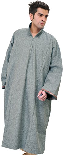Image of Exotic India Men Phiran Regular Wool Kashmiri Phiran (SPD62 Griffin Free Size)