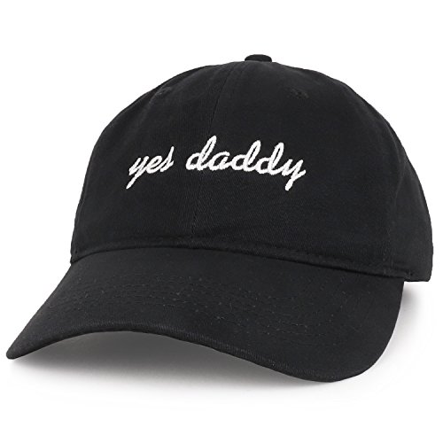 Trendy Apparel Shop Yes Daddy Embroidered Low Profile Deluxe Cotton Cap Dad Hat - Black
