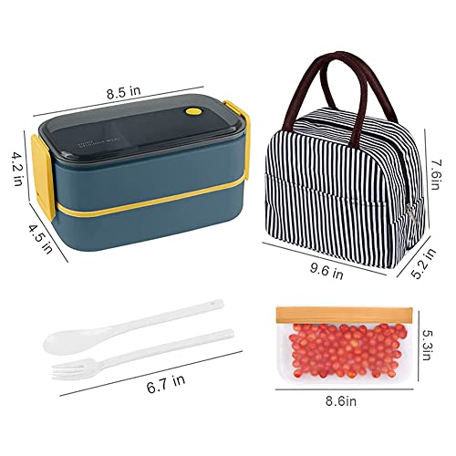 Natraprow Bento Box Adult Lunch Box, Leakproof 2 Layer Adult Bento Box With Detachable Divider, Lunch Bag, Bpa Free Bento Lunch Box For Adults With Utensils, Microwave Safe Meal Prep Container #TOP2