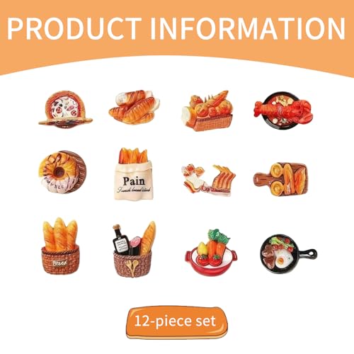12 imanes decorativos para refrigerador temática comida miniatura 2
