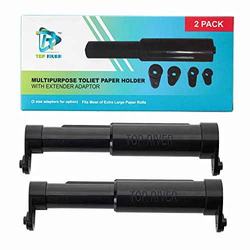 Toilet Paper Holder with Extender Adaptor Fit Double Rolls and Triple Rolls Multipurpose Toilet Paper Holder Black (Set of 2)