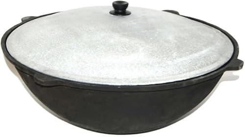 Miniatura 5 de MangalGrills Caldero de hierro fundido uzbeko tradicional kazán 22L Qozon Qazán Caldero Kadai Pilaf Plov Lagman Shorpa