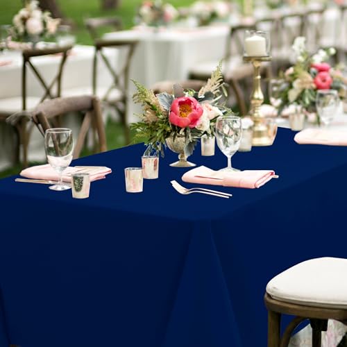 Image of sancua Navy Blue Tablecloths for 8 Foot Rectangle Tables, 8 Pack - Washable Polyester Fabric Table Cloth for Wedding Party, Birthday, Banquet Reception, 60x120 Inch