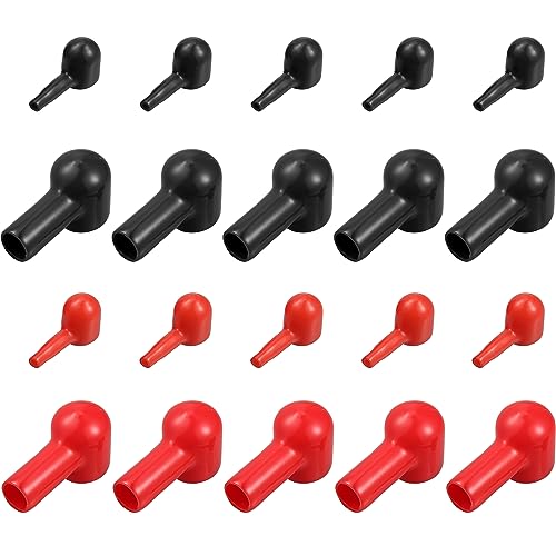 X AUTOHAUX Battery Terminal Boots Insulating Rubber Covers Red Black Cable Lug Protector Cover Lug Caps for Car Marine 20 Pcs