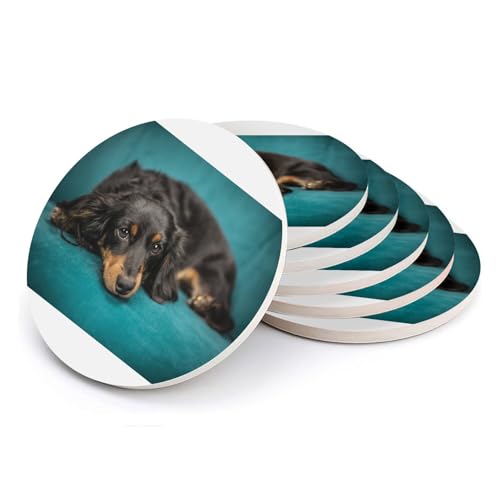 Sous verre ronds en céramique Corgi lot de 6 table - 2
