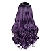 WIGER Long Curly Wavy Wigs Long Ombre Purple Wigs Ombre Dark Purple Wavy Hair 26 Inch Middle Part Synthetic Colored Wigs for Women 2 Tones Full Wigs for Cosplay &Party