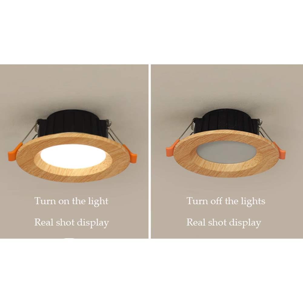 Confezione da 11 Faretti da Incasso Rotondi Color Legno Retrofit LED Kit di Illuminazione A Incasso LED Finitura con Deflettore in Alluminio per Uso Commerciale E Domestico