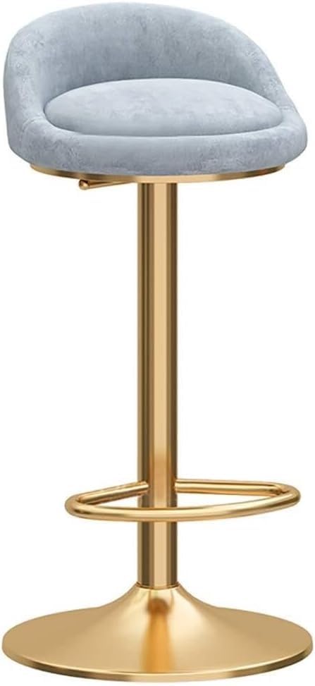 Tabourets de bar pivotants gris réglables 65-80 cm chaise haute cuisine métal doré