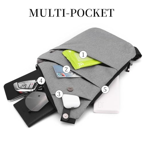 Image of Anti Theft Crossbody Bag,Sling Bag for Women Men,Multi-pocket Chest Shoulder Bag for Travel, Sport, Work