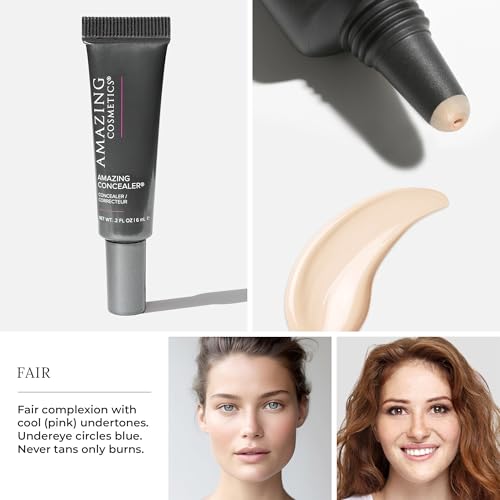 AmazingCosmetics Amazing Concealer, Full Coverage with Pin Dot Amounts, Long Wear Concealer Makeup for Undereye Dark Circles, Blemishes and Spots, Color Correcting, Skin- Like Finish