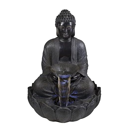 Northlight 33.75" Black Buddha Outdoor Garden Water Fountain