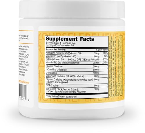 Image of TransformHQ Energy & Focus Powder (Peach Mango) - Boost Shot Clean Energy Drink Mix - Sugar Free - Non-GMO, Gluten-Free - 28 Servings