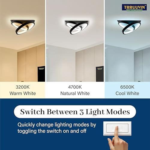 Image of Designer LED Ceiling Light Accumulative 50W Modern 3D Flush Mount | 3 Color Modes | CRI 97 | Decorative Light for Bedroom Living Room Hallway Office (Circle PRO)