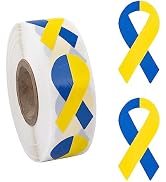 WANDIC Ruban Satin Jaune Et Bleu Sensibilisation Syndrome De Down – 45,2 M – Idéal Pour Cadeaux, Broches Et Événements Solidaires