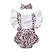 Produktbild KIMODO 2 Stück Baby Overall + Stirnband Set Jumpsuit Strampler Rüschen Leopardenmuster Strap Romper NeugeboreneJungen Mädchen Bodysuit (Rosa, 0-6 Monate)
