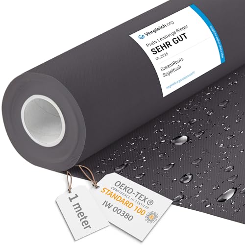 DreamRoots Tela impermeable por metros 600D 220g/m   Tela para tapizar sillas, cojines, sofas   Lona impermeable exterior 160 cm ancho Charcoal 1M